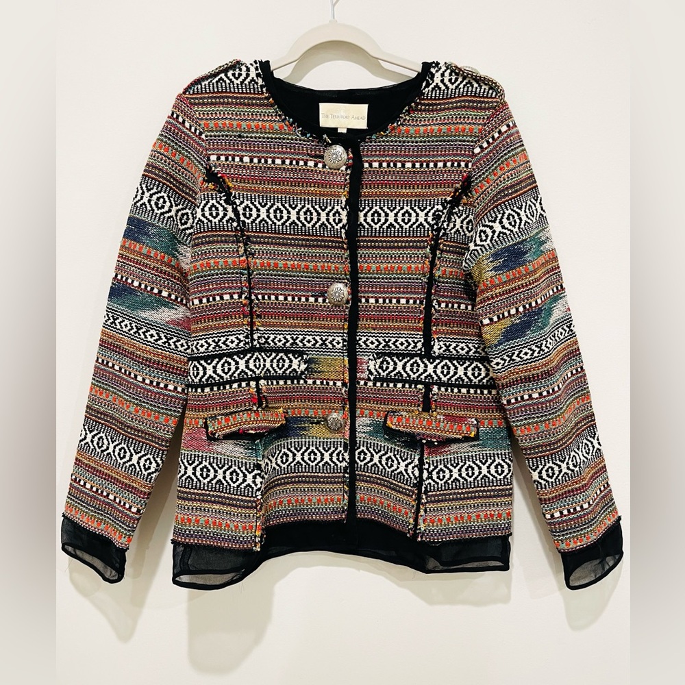 The Territory Ahead Jacket Large Art-to-Wear Aztec Tapestry Southwest Blazer